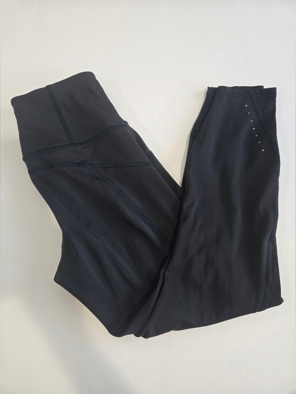 Athleta Ranier Black High-Rise Leggings with Subtle Reflective Accents